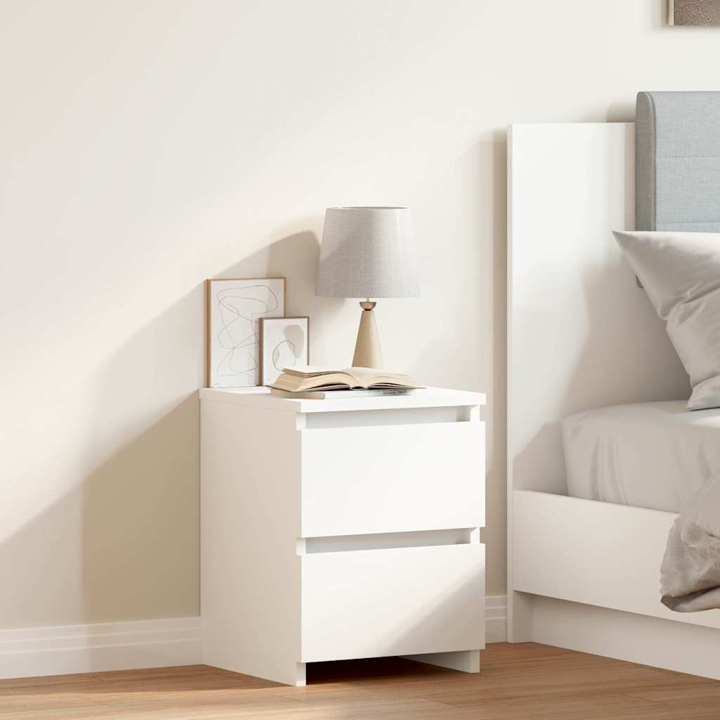 vidaXL Mesita de noche madera contrachapada blanco 30x30x40 cm