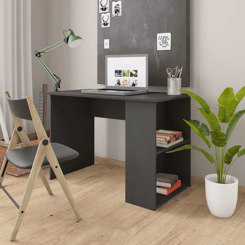 vidaXL Escritorio de madera contrachapada gris 110x60x73 cm