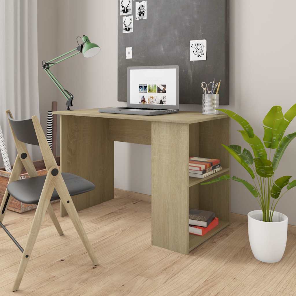 vidaXL Escritorio madera contrachapada color roble Sonoma 110x60x73 cm