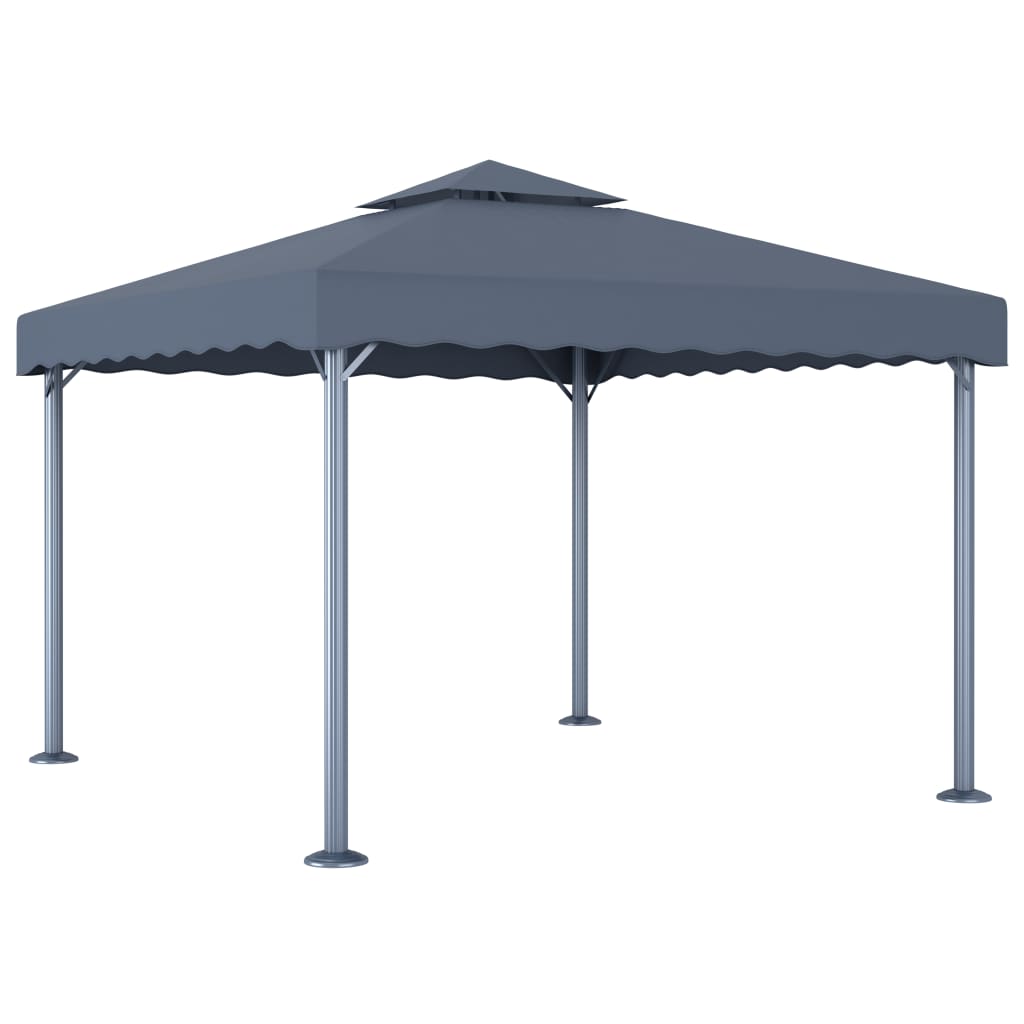 vidaXL Cenador gris antracita aluminio 300x300 cm