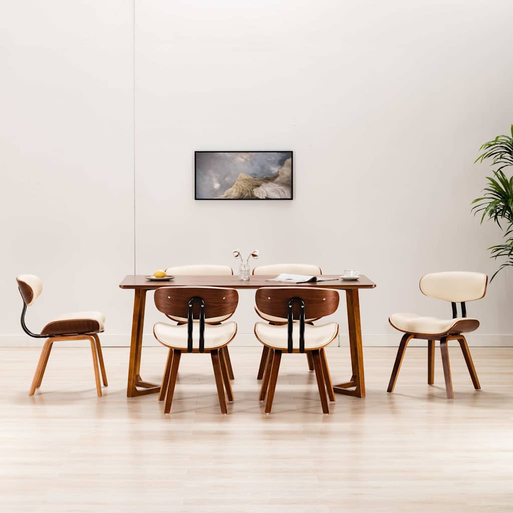 vidaXL Sillas de comedor 6 unidades madera curvada y cuero sintético