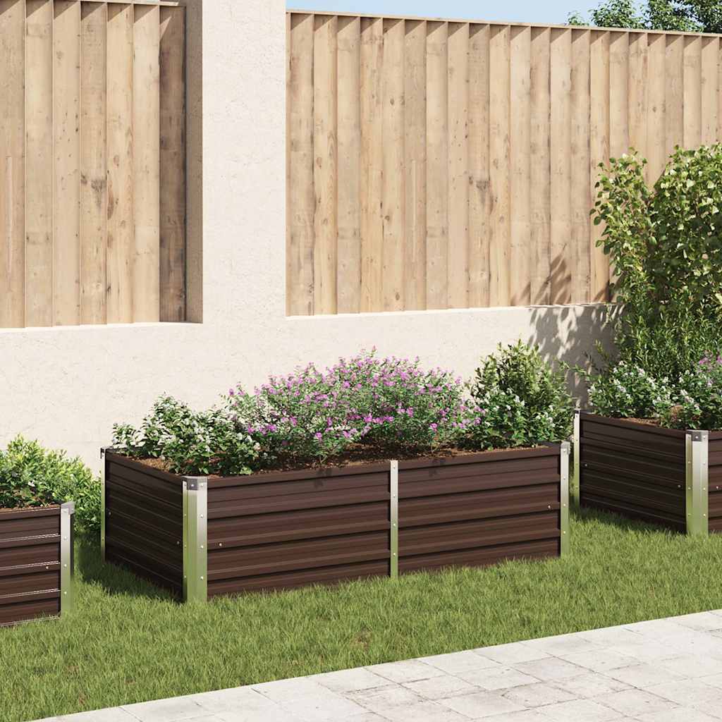 vidaXL Jardinera elevada de acero galvanizado marrón 160x80x45 cm