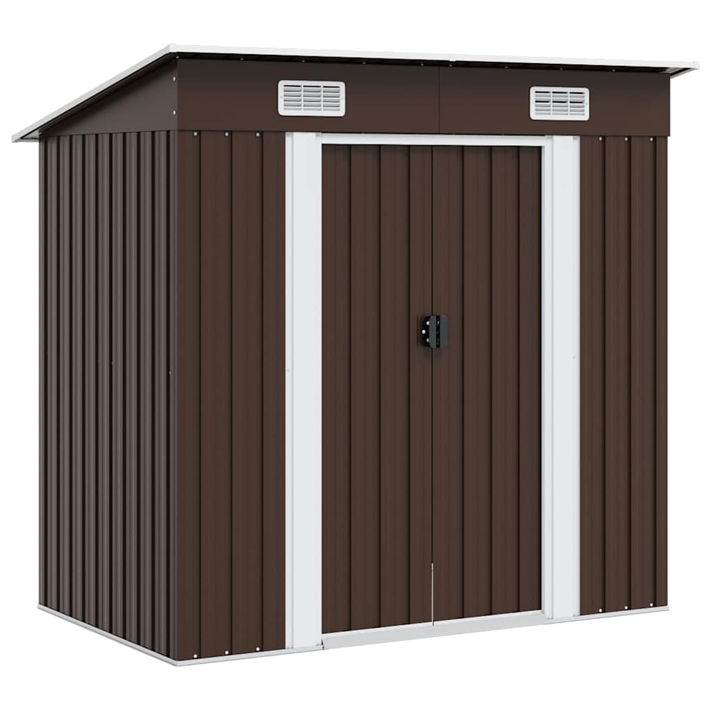 vidaXL Caseta de almacenamiento jardín acero marrón 194x121x181 cm