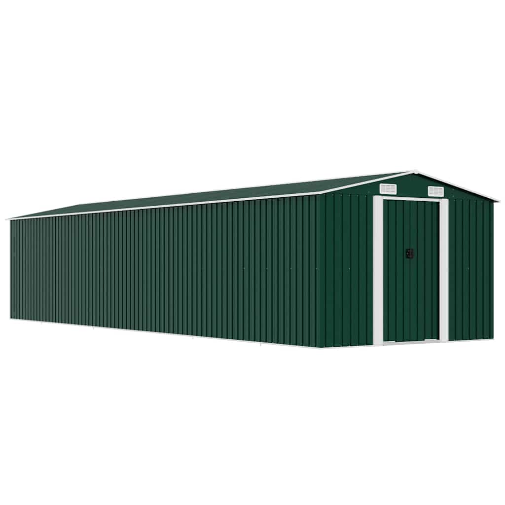 vidaXL Cobertizo de jardín acero galvanizado verde 257x779x181 cm