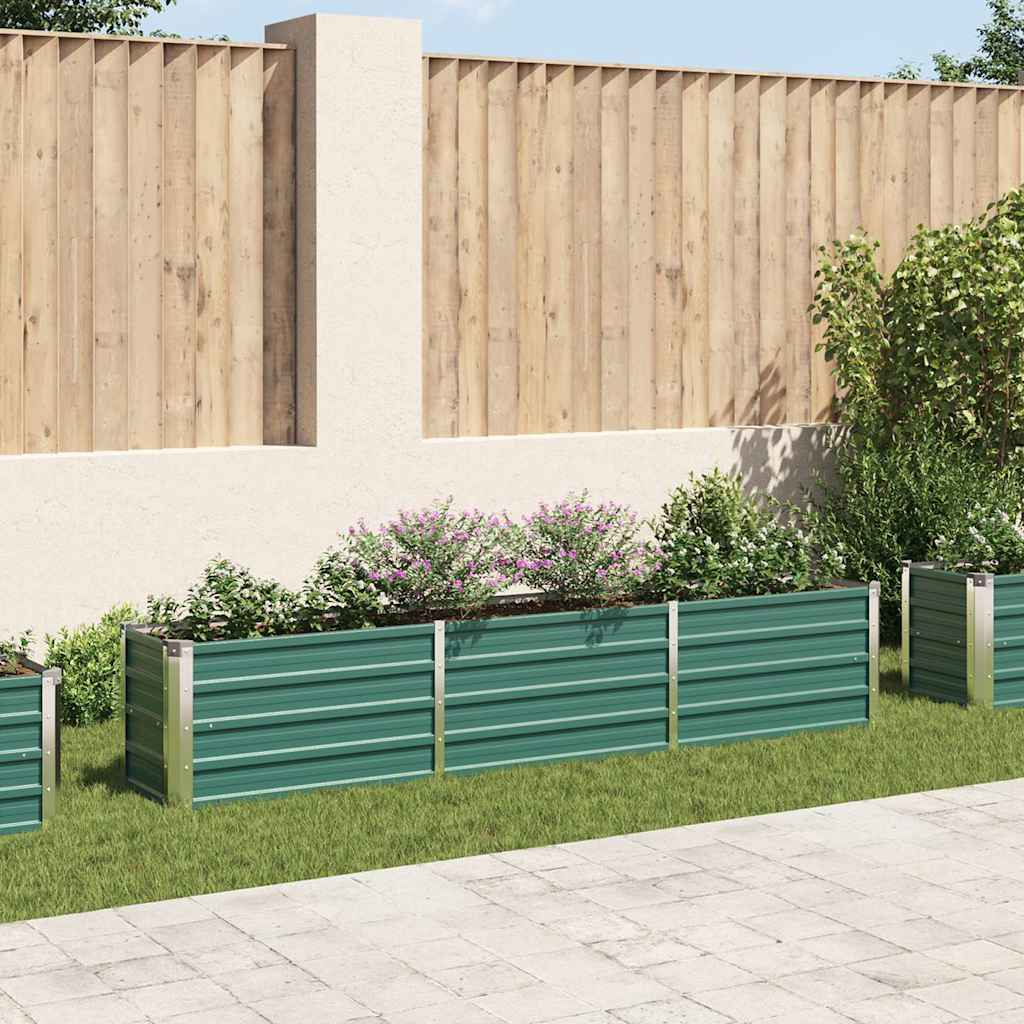 vidaXL Arriate de jardín de acero galvanizado verde 240x40x45 cm