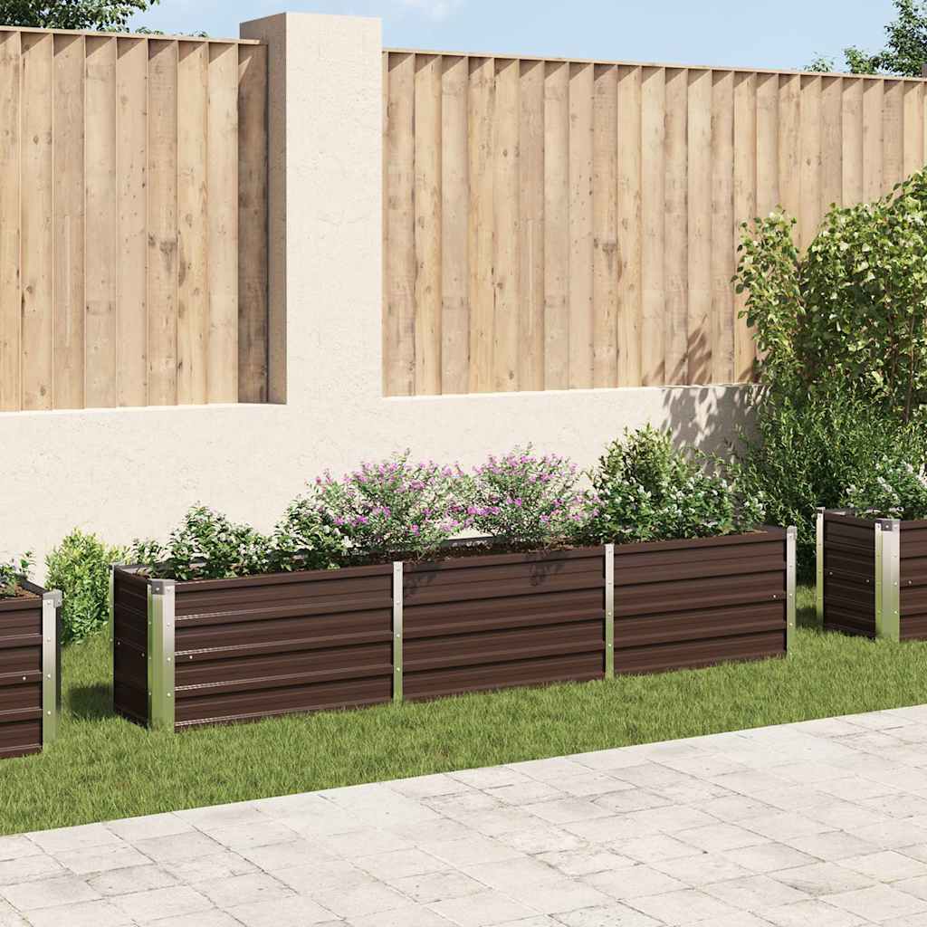 vidaXL Arriate de jardín de acero galvanizado marrón 240x40x45 cm