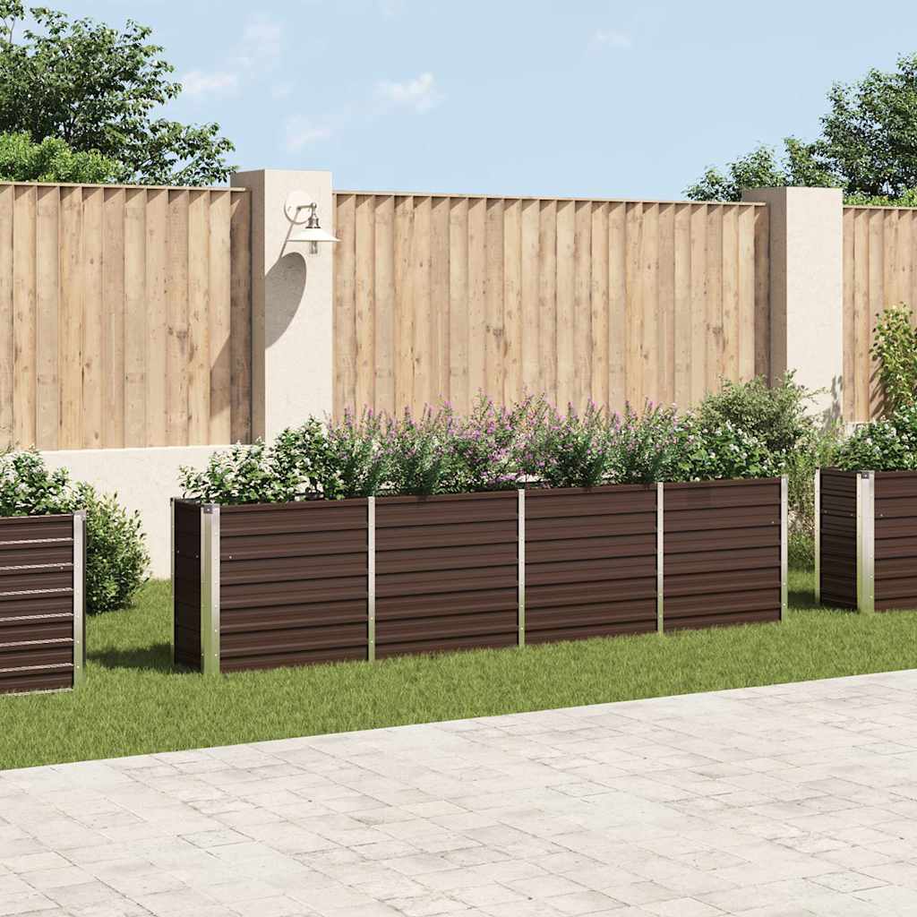 vidaXL Jardinera elevada de acero galvanizado marrón 320x40x77 cm