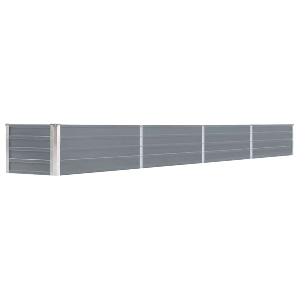 vidaXL Arriate de jardín de acero galvanizado gris 320x40x45 cm