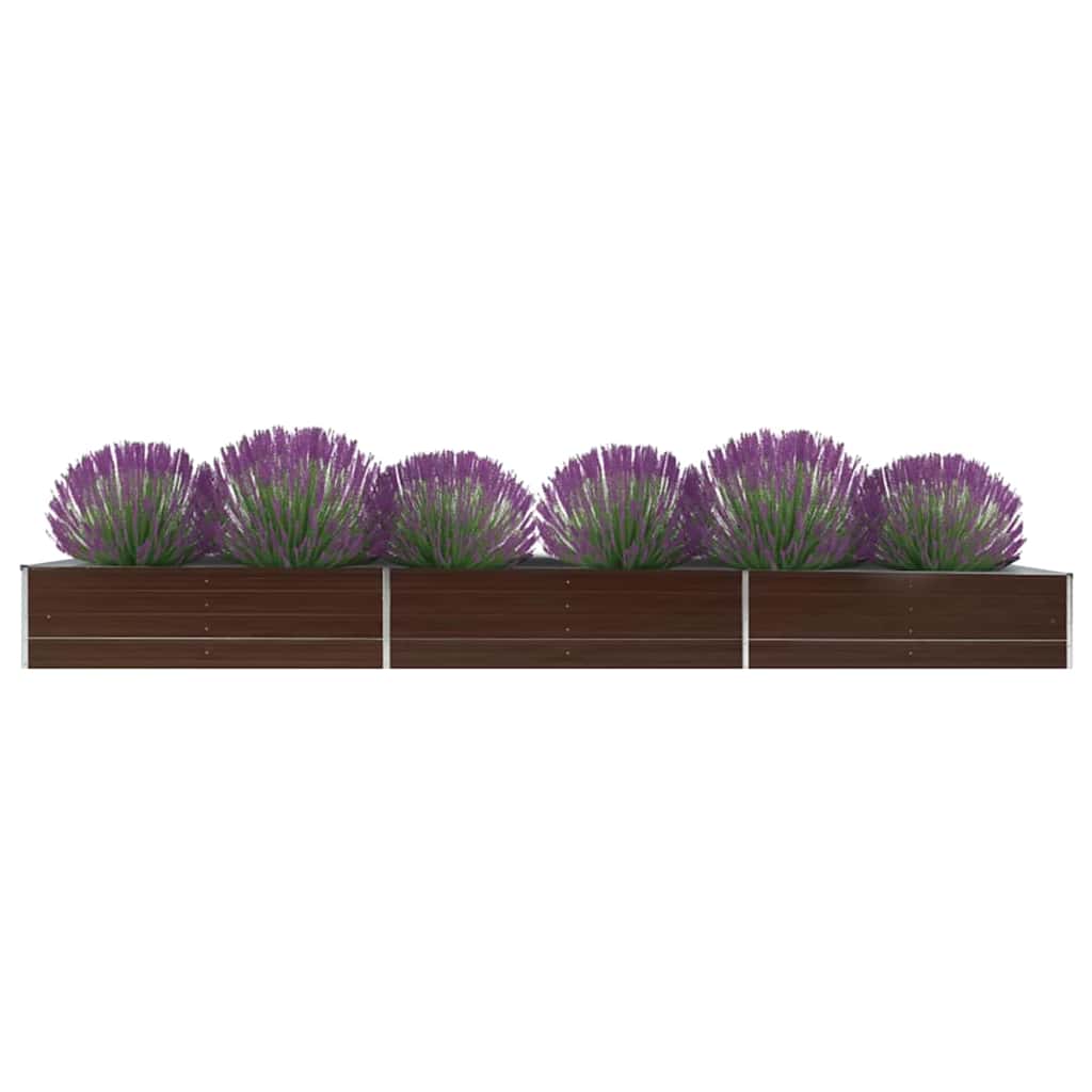 vidaXL Arriate de jardín de acero galvanizado marrón 480x80x45 cm