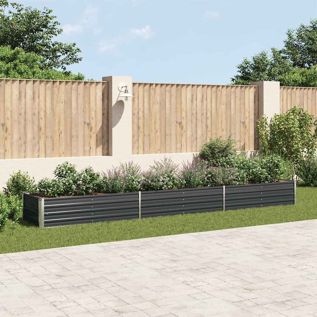 vidaXL Arriate de jardín de acero galvanizado antracita 480x80x45 cm