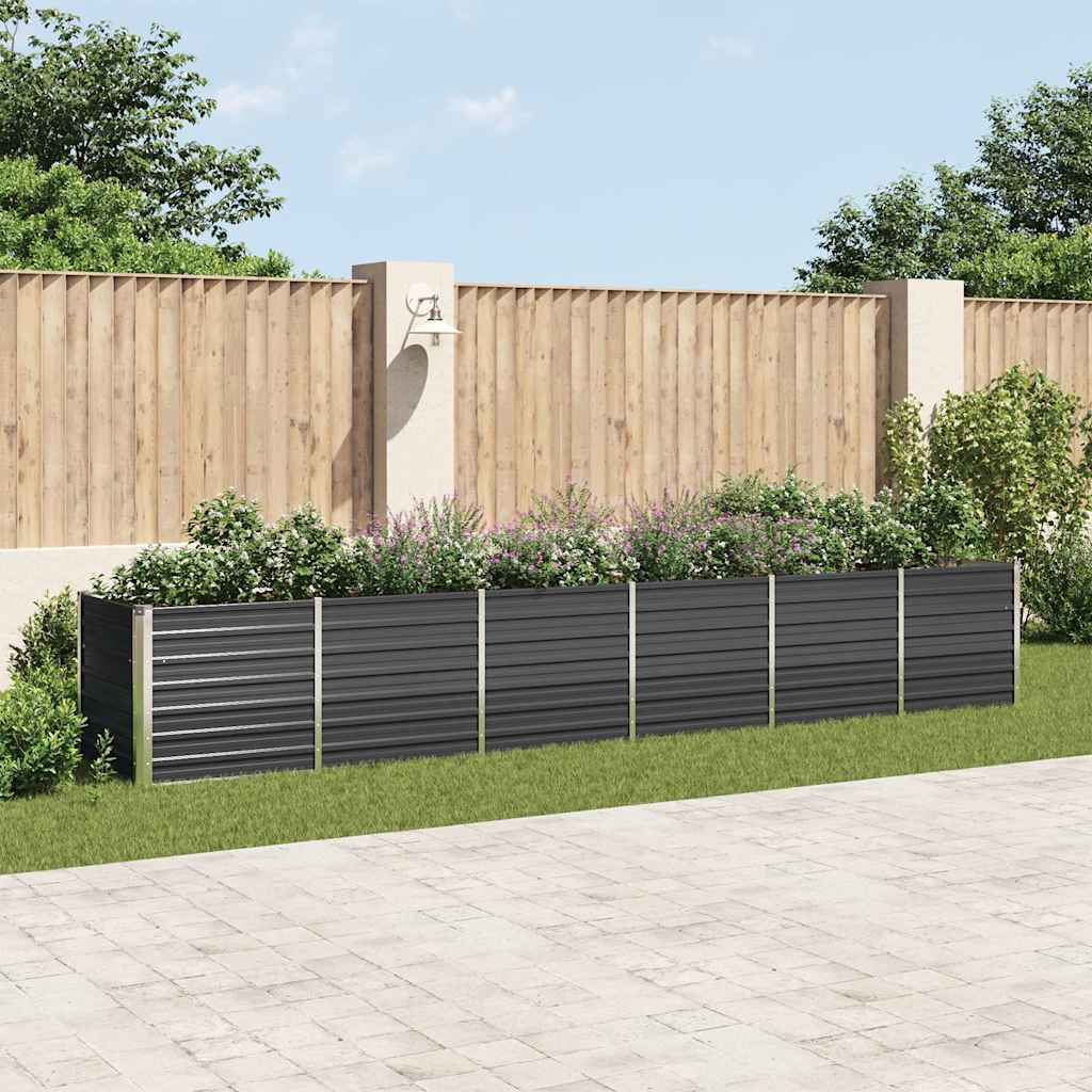 vidaXL Arriate de jardín de acero galvanizado antracita 480x80x77 cm