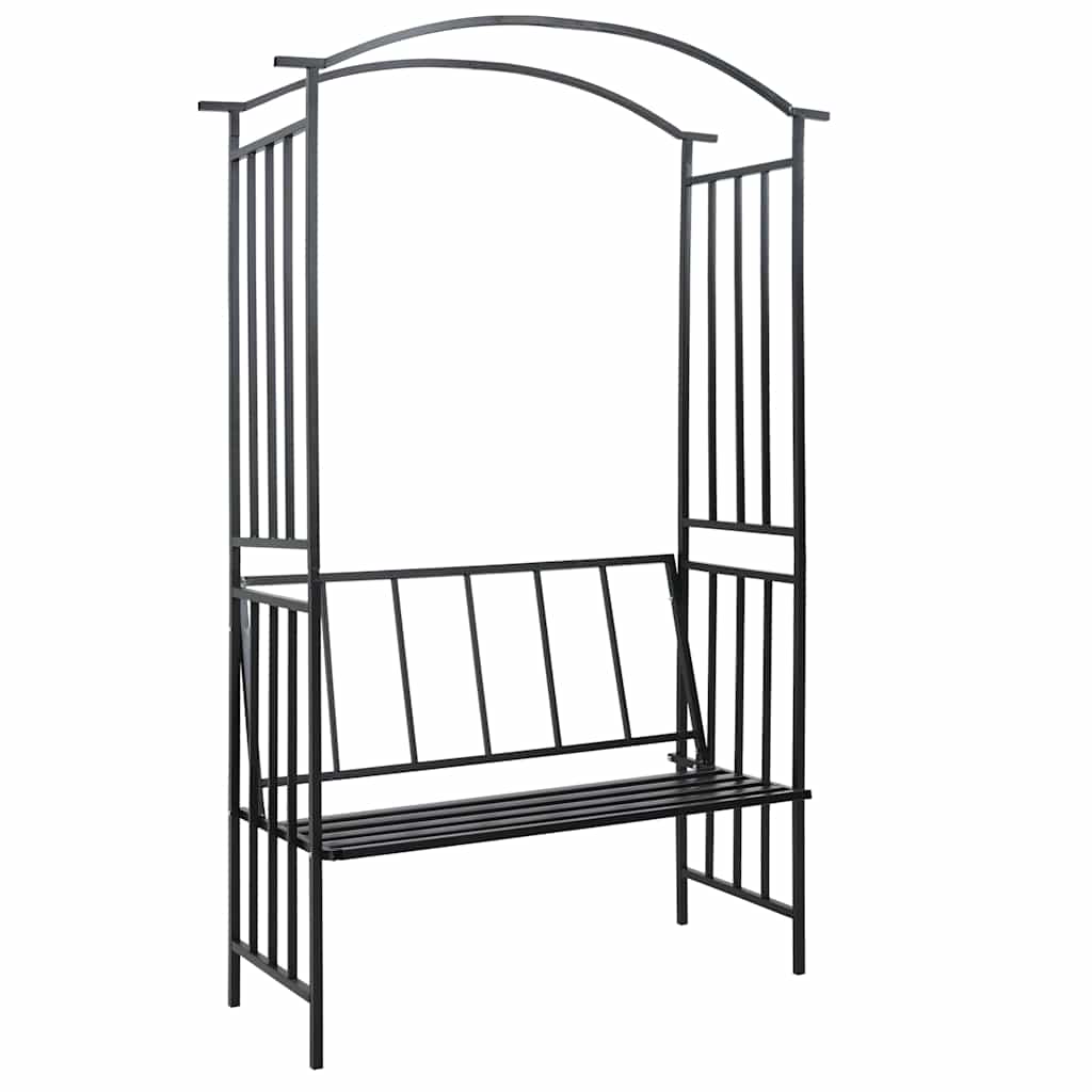 vidaXL Arco de jardín con banco hierro negro 128x50x207 cm