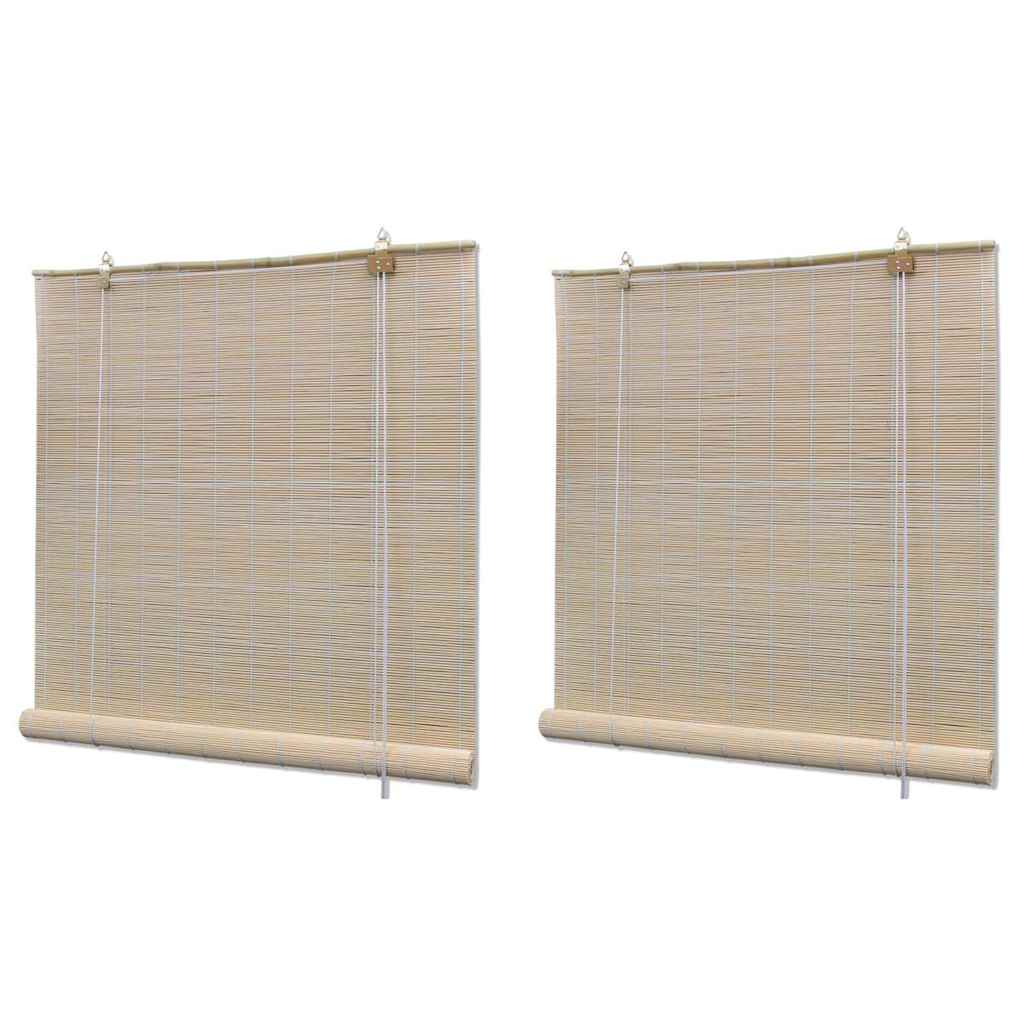 vidaXL Estor enrollable de bambú natural 2 unidades 120x160 cm