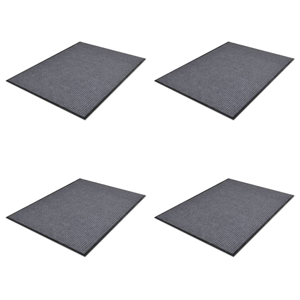 vidaXL Felpudos de PVC 4 unidades gris 90x60 cm