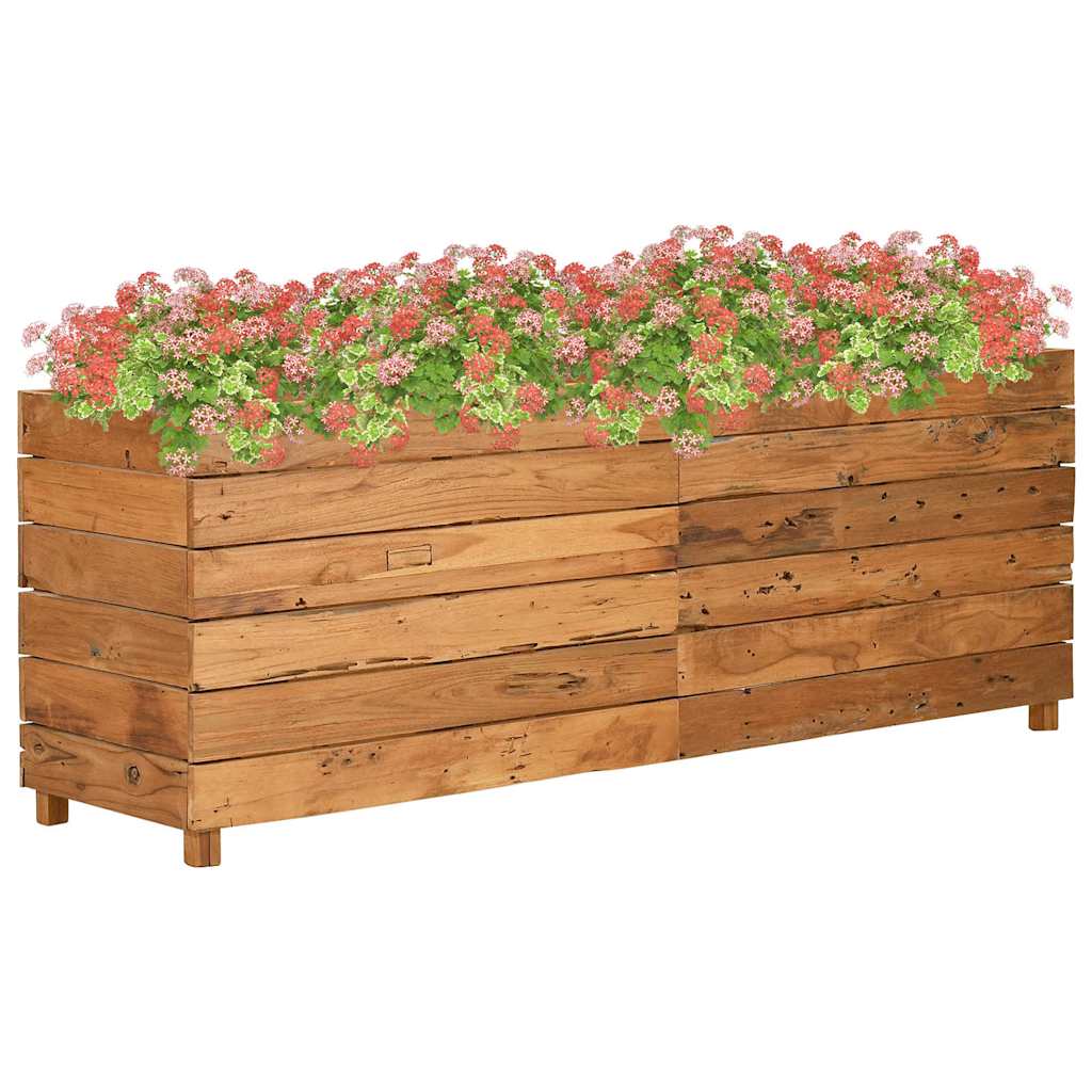 vidaXL Arriate elevado madera de teca reciclada y acero 150x40x55 cm