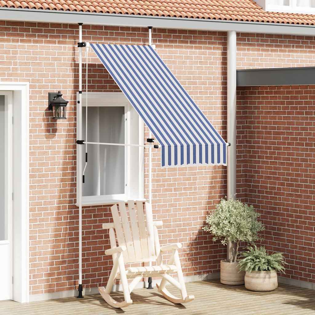 vidaXL Toldo manual retráctil 100 cm azul y blanco a rayas