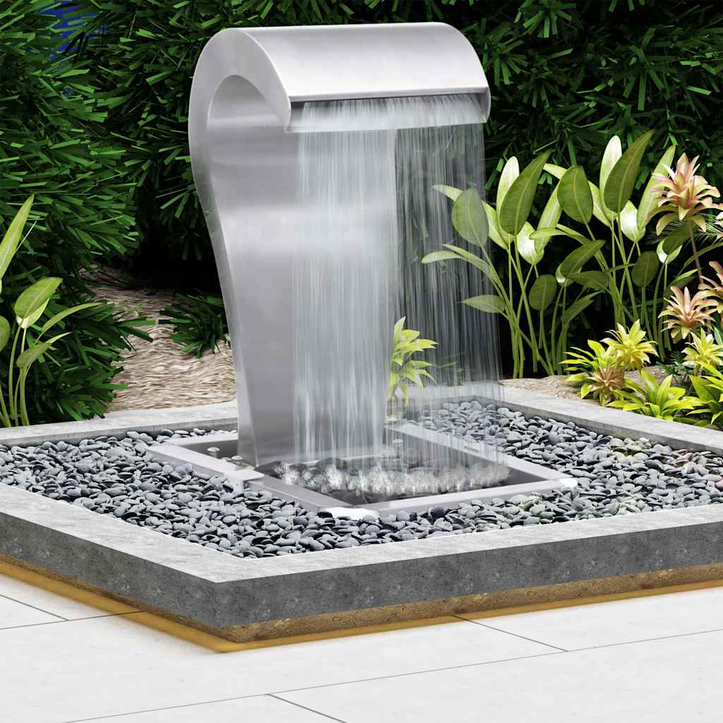vidaXL Cascada de jardín acero inoxidable plateado 34x49x82 cm