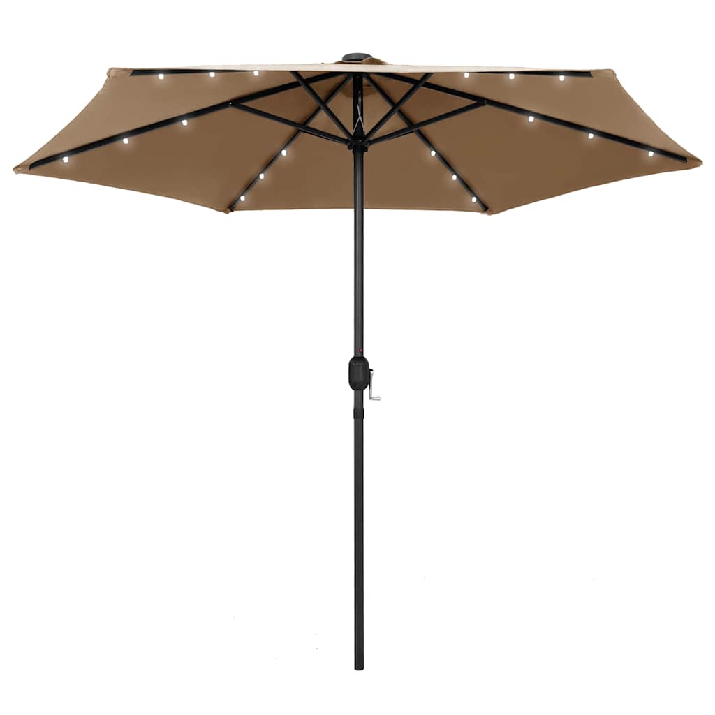vidaXL Sombrilla de jardín con luces LED palo de aluminio taupe 270 cm