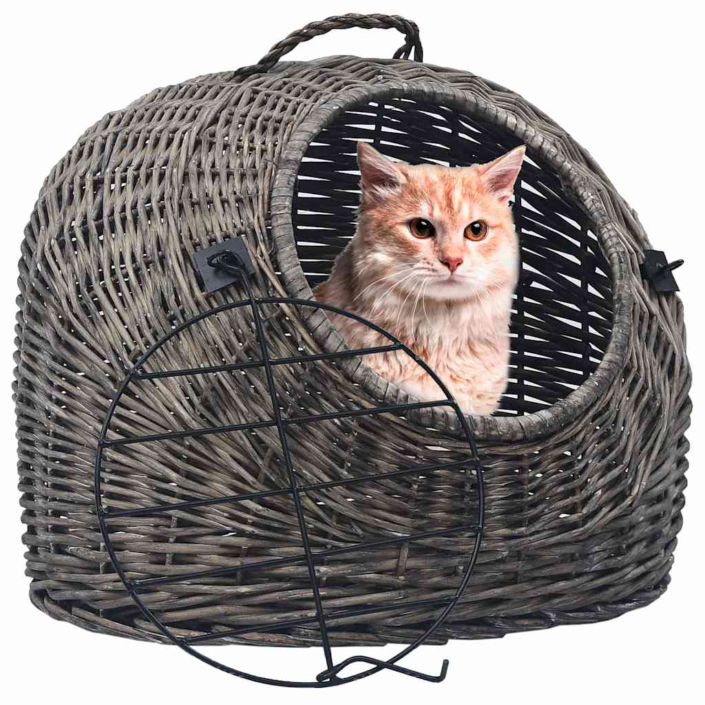 vidaXL Transportín para gatos sauce natural gris 45x35x35 cm