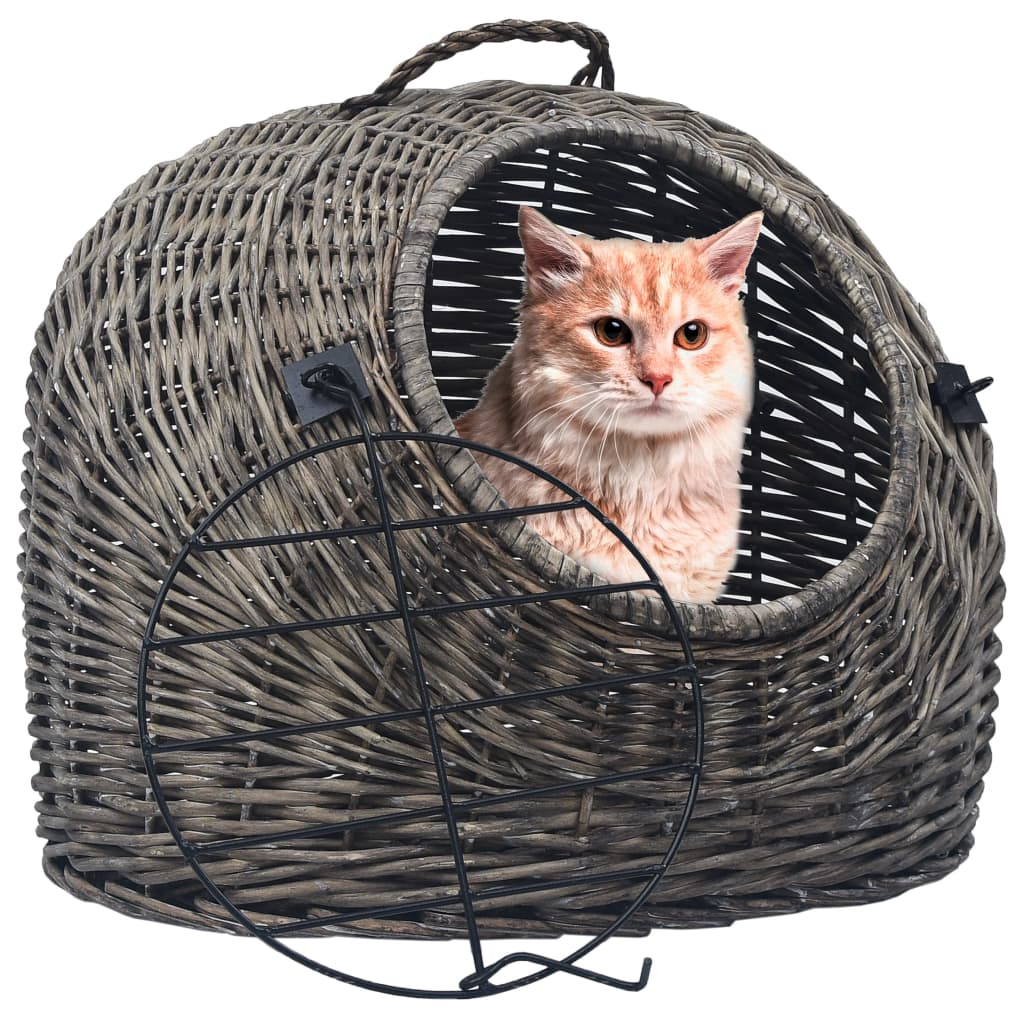 vidaXL Transportín para gatos sauce natural gris 60x45x45 cm