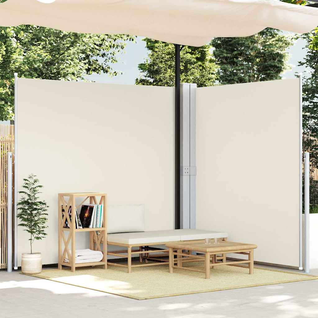 vidaXL Toldo lateral doble retráctil de jardín color crema 170x600 cm