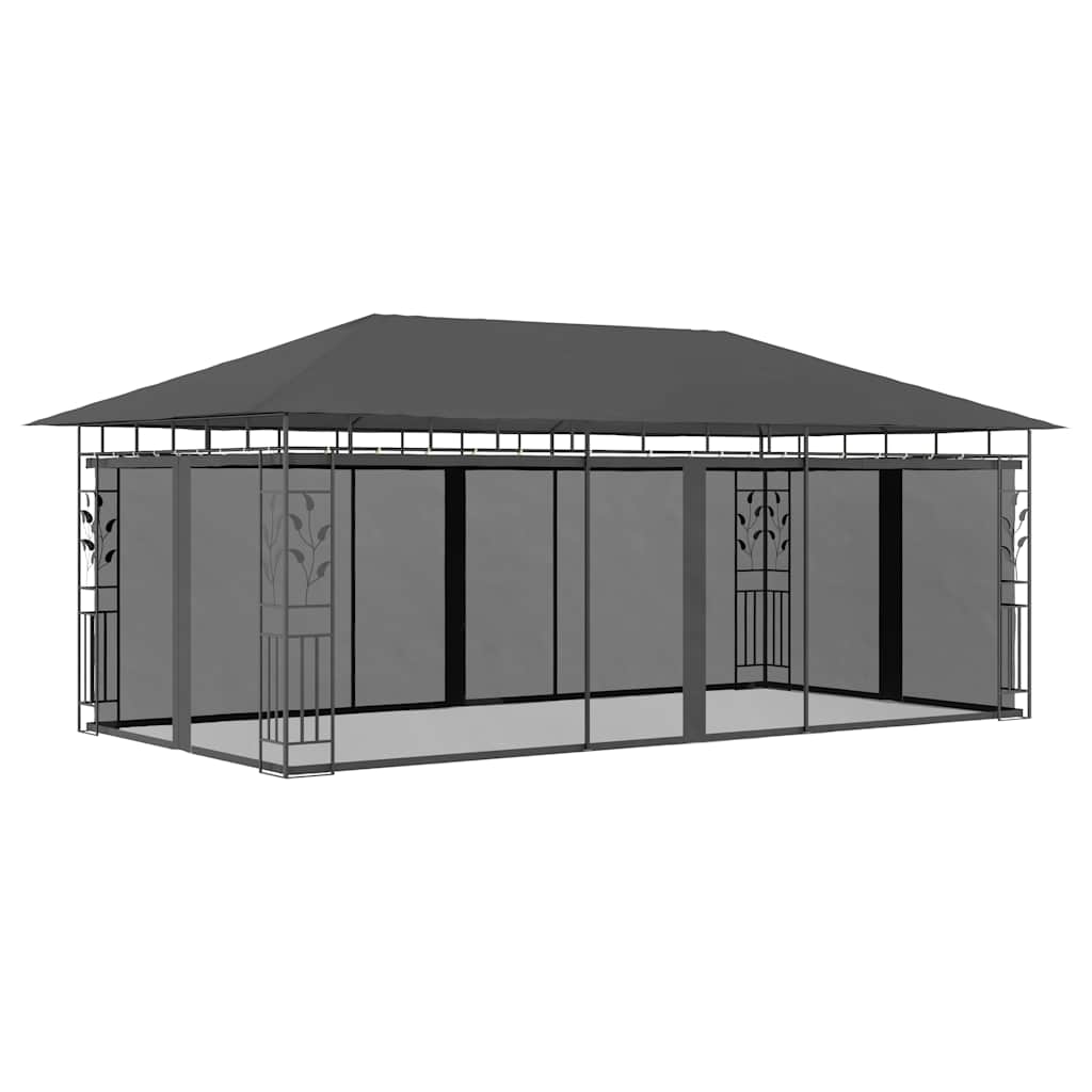 vidaXL Cenador con mosquitera gris antracita 6x3x2,73 m