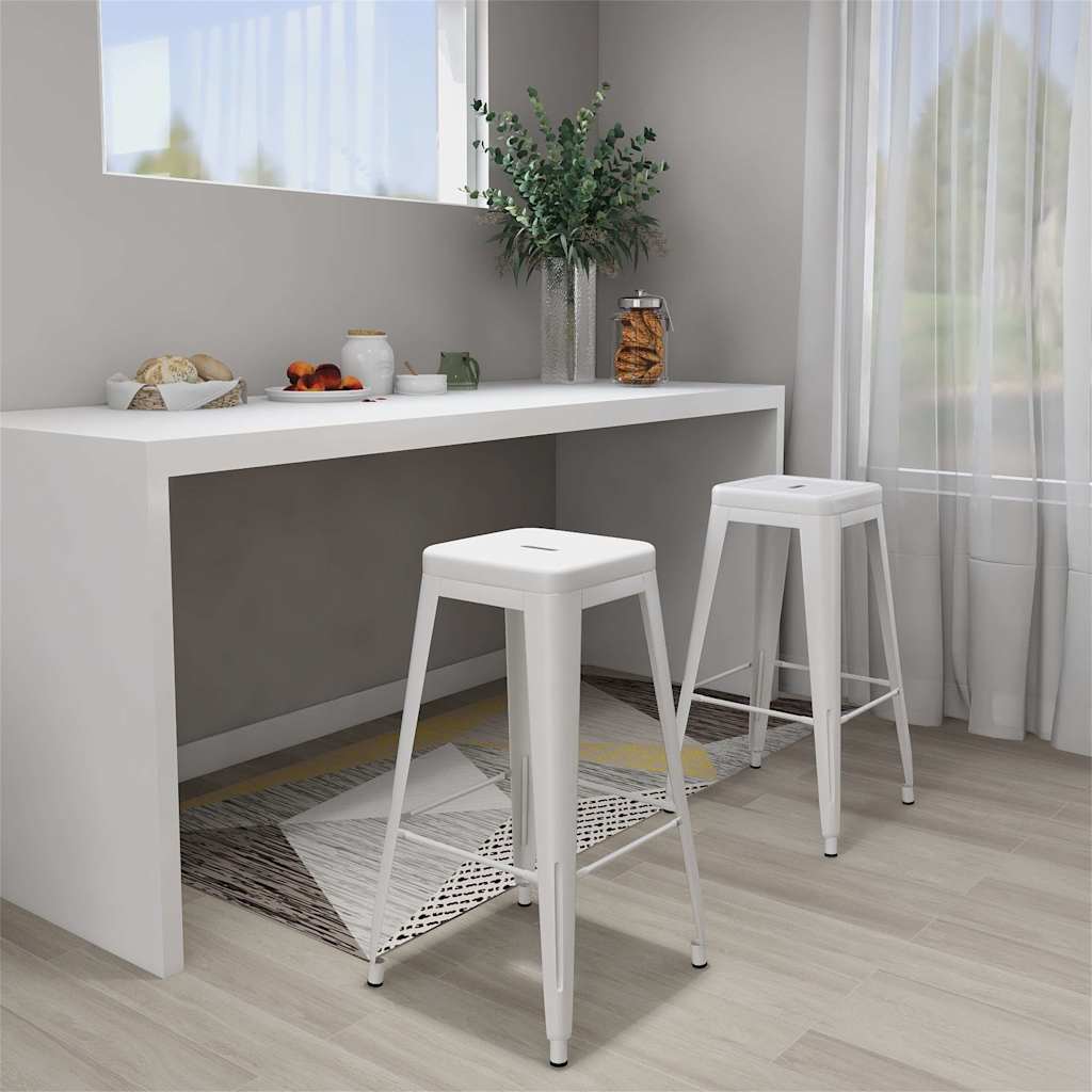 vidaXL Taburetes de bar apilables 2 unidades de metal blanco