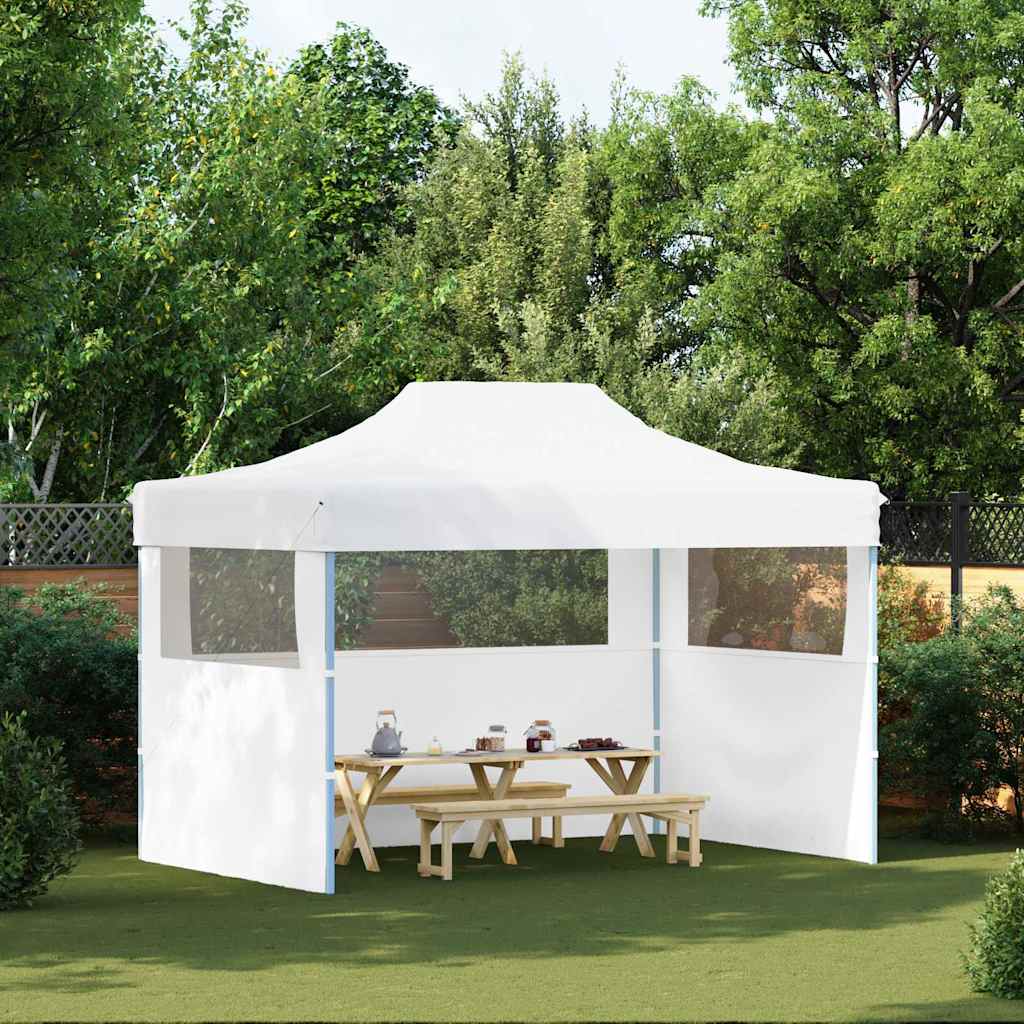 vidaXL Carpa plegable profesional con 3 paredes acero blanco 280x410x315 cm