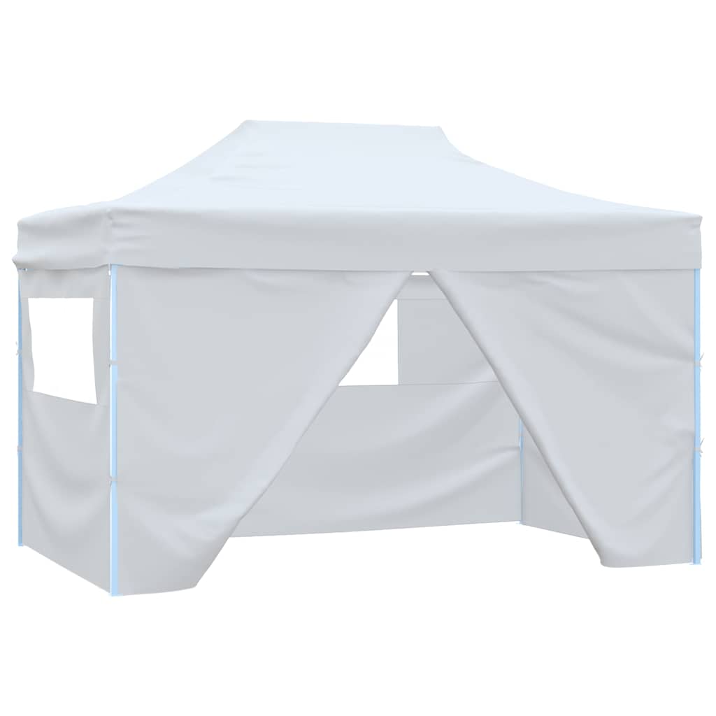 vidaXL Carpa plegable profesional con 4 paredes acero blanco 280x410x315 cm