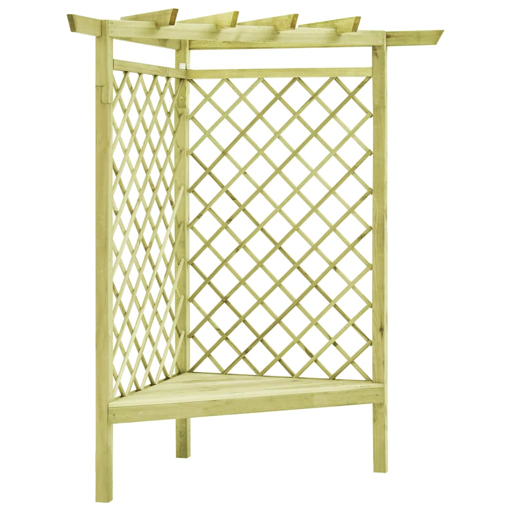vidaXL Pérgola esquina y asiento madera pino impregnada 130x130x197 cm