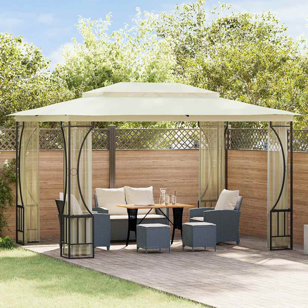 vidaXL Cenador con redes color crema 300x400x265 cm
