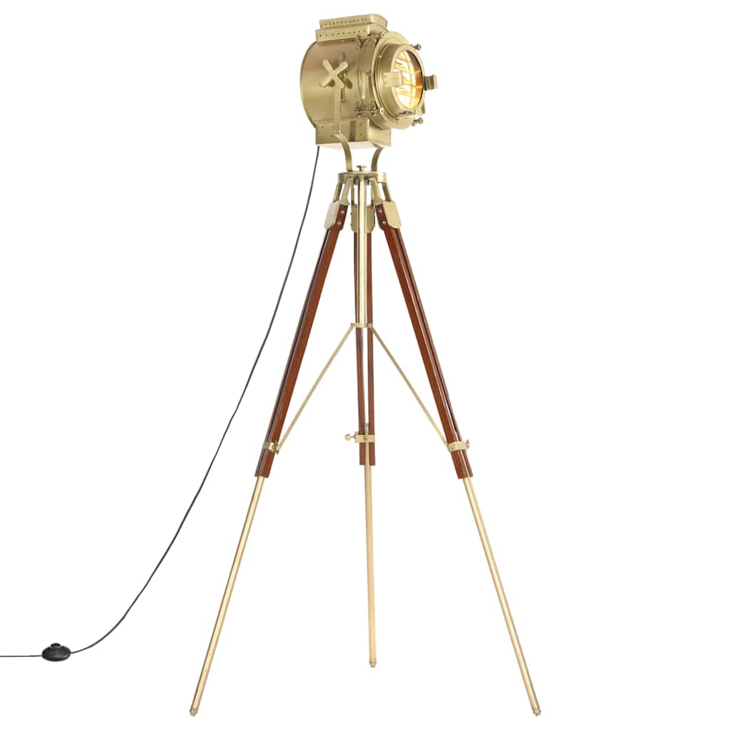 vidaXL Lámpara de suelo con trípode madera maciza de mango 193 cm