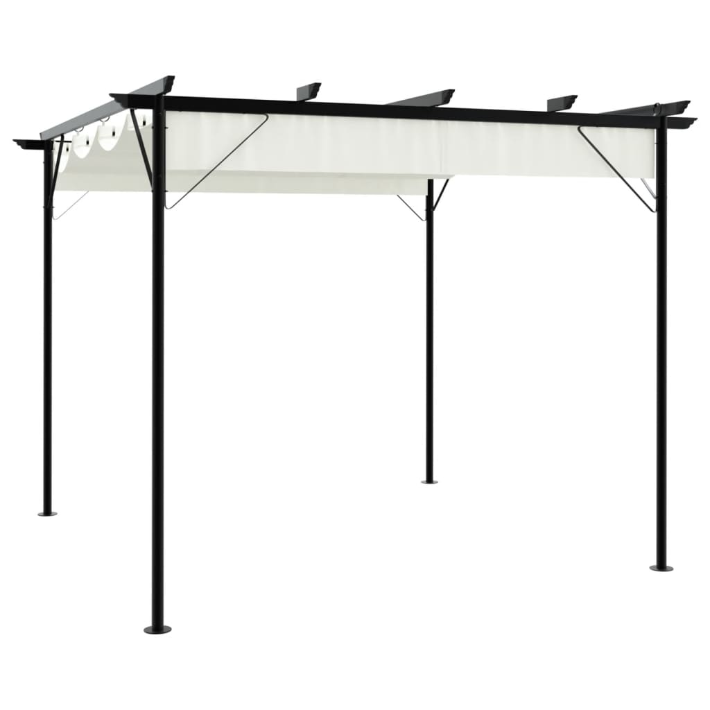 vidaXL Pérgola con tejado retráctil acero color blanco crema 3x3 m