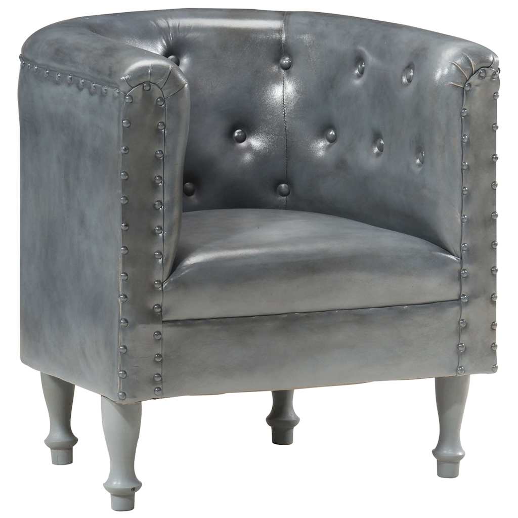 vidaXL Sillón de cuero auténtico gris