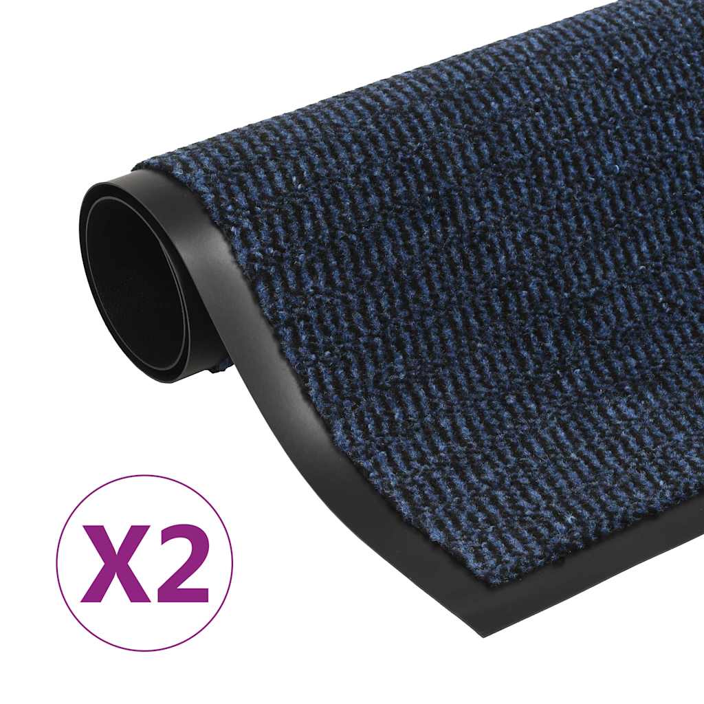 vidaXL Alfombras de entrada rectangulares de nudo 2 uds azul 60x90 cm