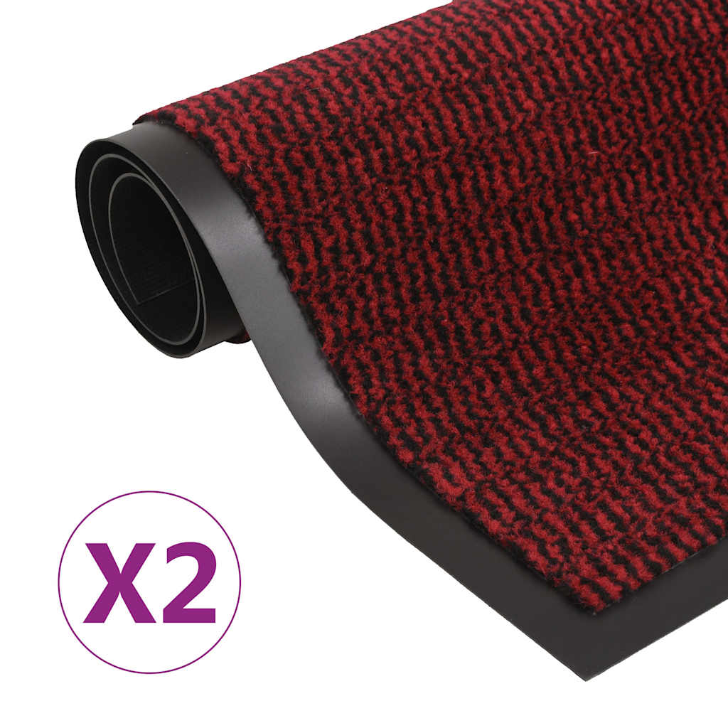 vidaXL Alfombras de entrada rectangulares de nudo 2 uds rojo 90x150 cm