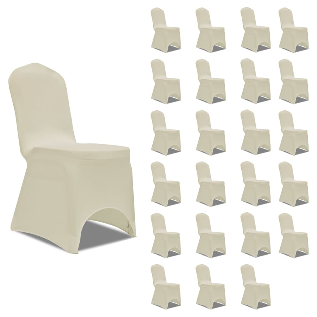 vidaXL Funda de silla elástica color crema 24 unidades