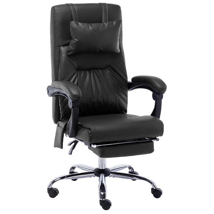 vidaXL Silla de oficina de masaje de cuero sintético negra