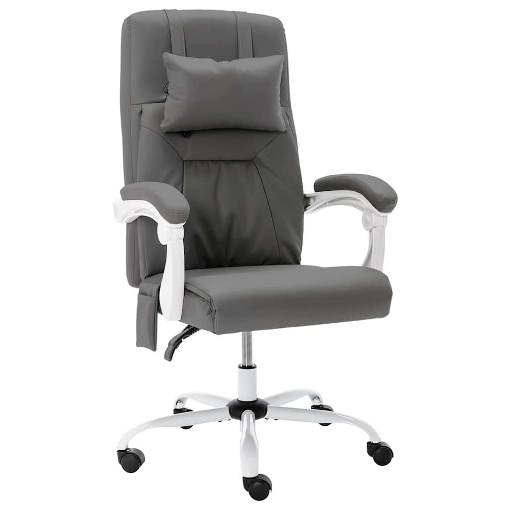 vidaXL Silla de oficina de masaje cuero sintético gris