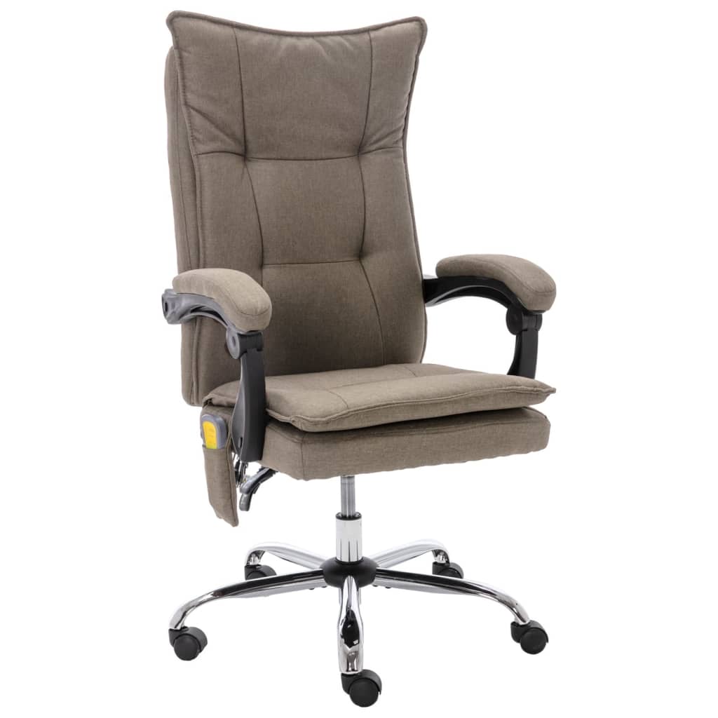 vidaXL Silla de oficina de masaje de tela gris taupé
