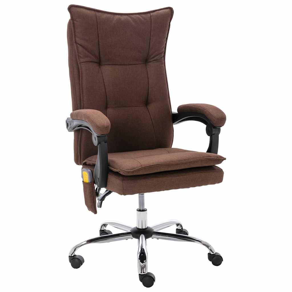 vidaXL Silla de oficina de masaje tela marrón
