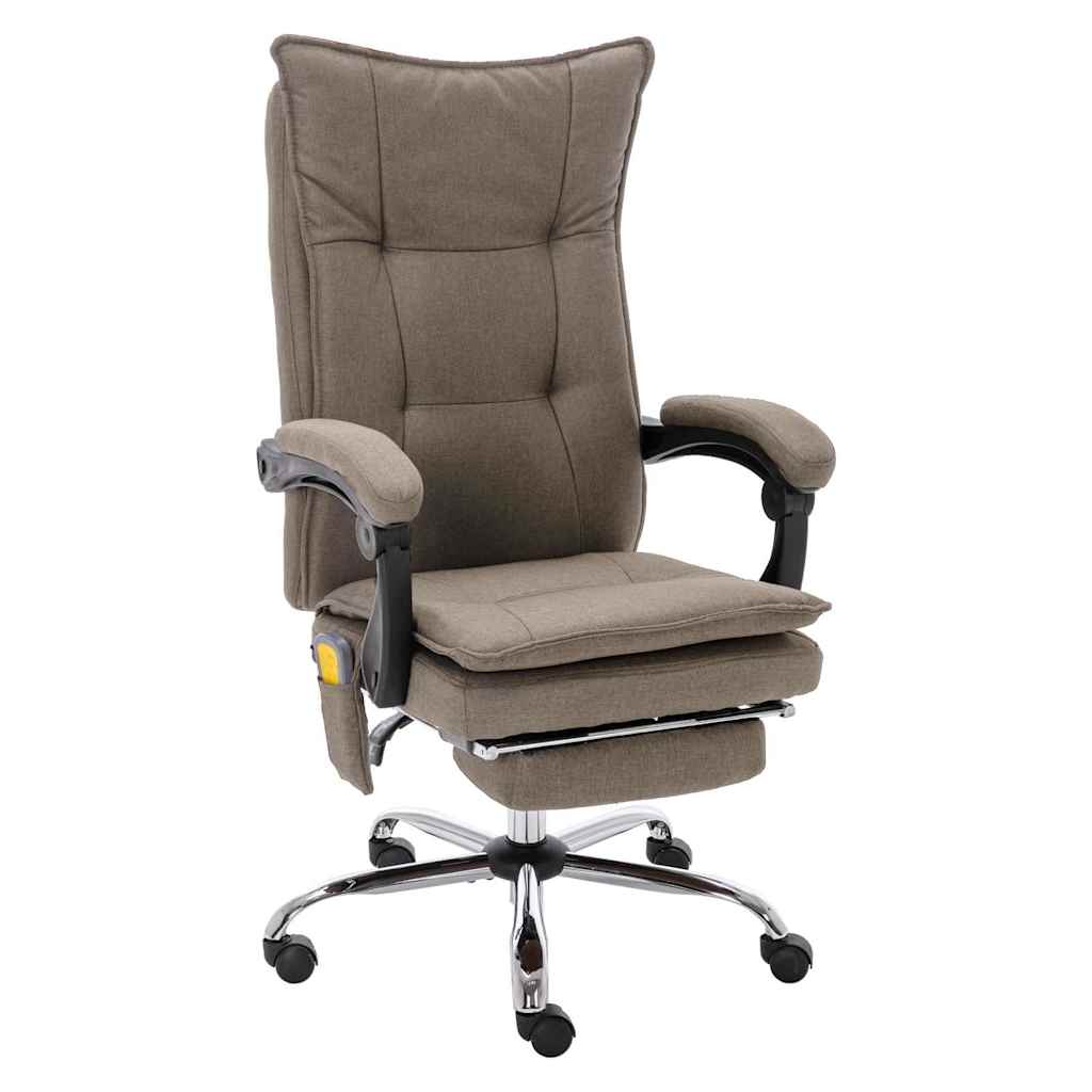 vidaXL Silla de oficina de masaje de tela gris taupé