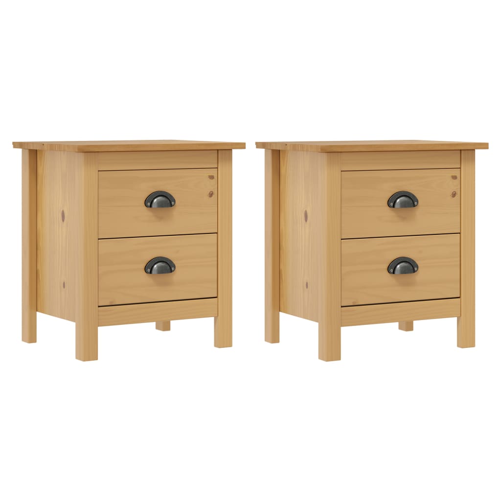 vidaXL Mesitas de noche Hill 2 uds madera maciza de pino 46x35x49,5 cm