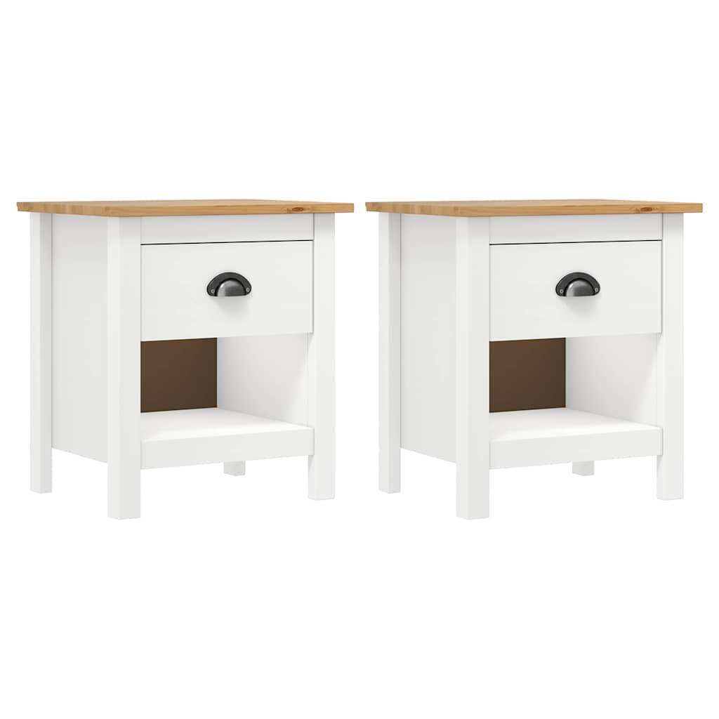 vidaXL Mesitas de noche 2 uds Hill madera maciza de pino 46x35x49,5 cm