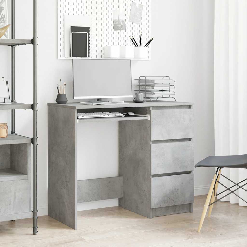 vidaXL Escritorio de madera contrachapada gris hormigón 90x45x76 cm