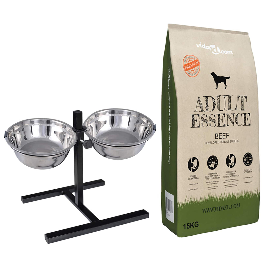 vidaXL Soporte de alimentación y tazón con comida para perros