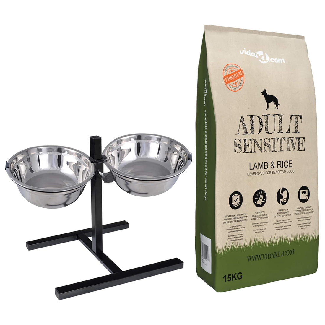 vidaXL Soporte de alimentación y tazón con comida para perros