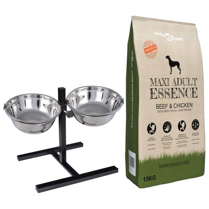 vidaXL Soporte de alimentación y tazón con comida para perros