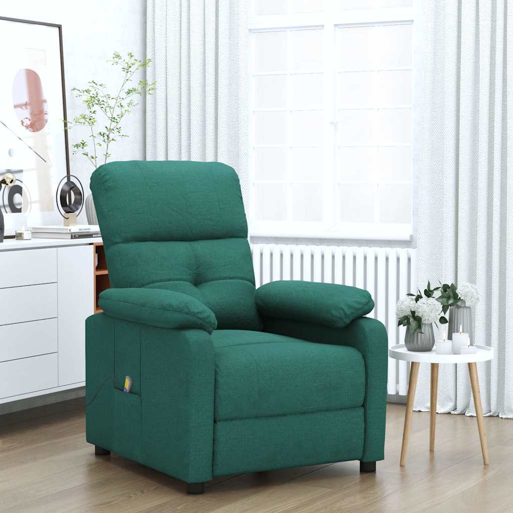 vidaXL Sillón de masaje eléctrico tela verde oscuro