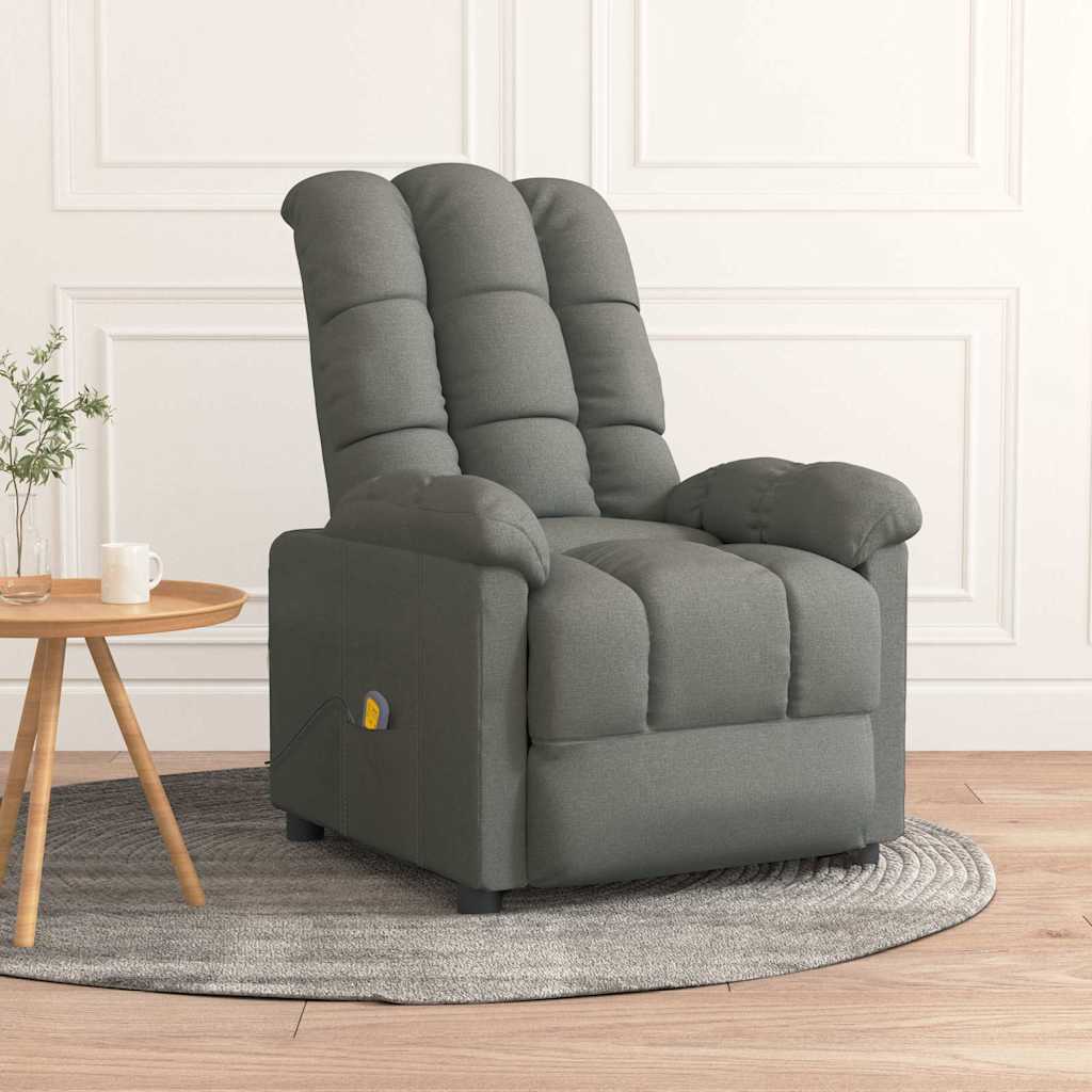 vidaXL Sillón de masaje de tela gris oscuro